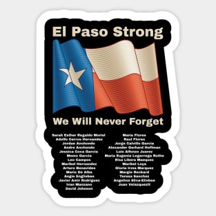 El Paso Strong El Paso Victims Memorial List Sticker
